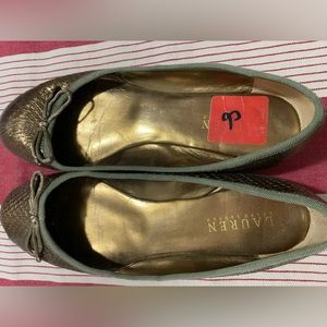 Gold/copper RL slip-ons, gently used, size 8